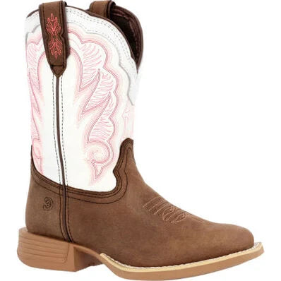 Durango Lil' Rebel Pro Big Kid's Trail Brown and White Western Boot