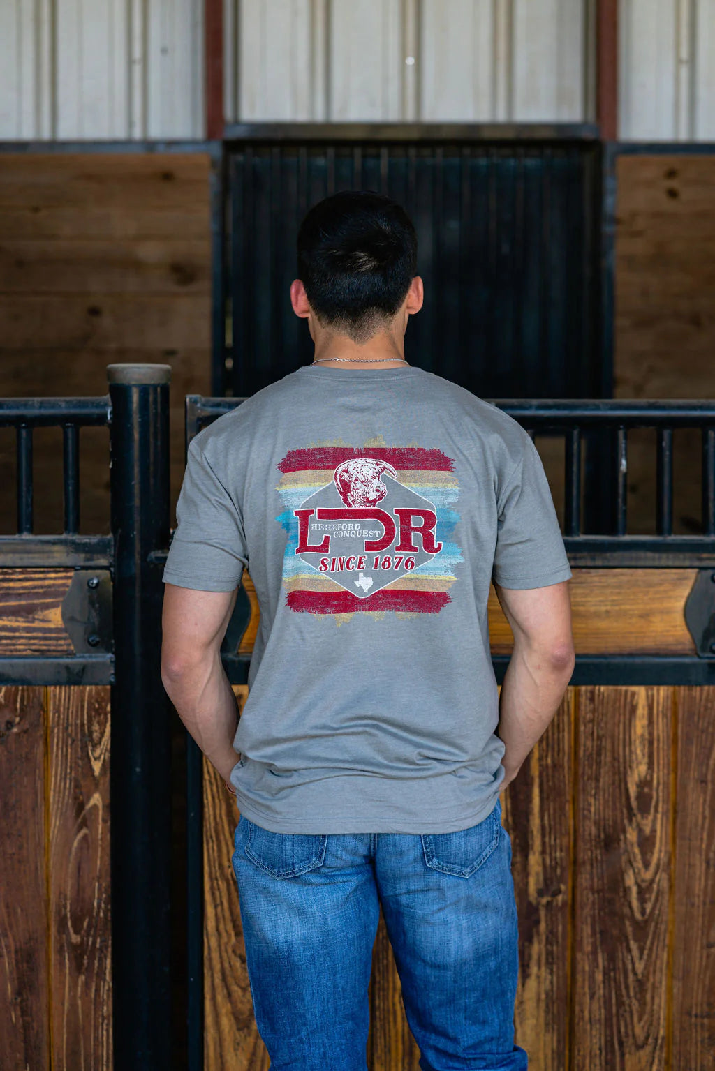 Lazy J Ranch Hereford Conquest Short Sleeve T-Shirt - Stone Grey