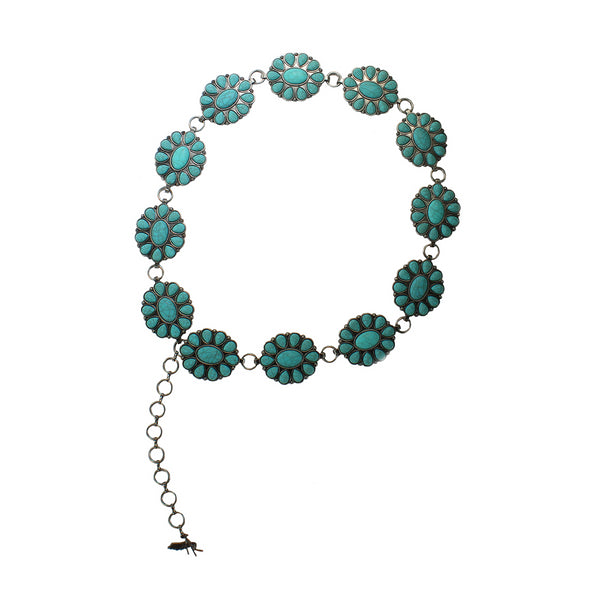 Angel Ranch Women's Turquoise Flower Concho Belt