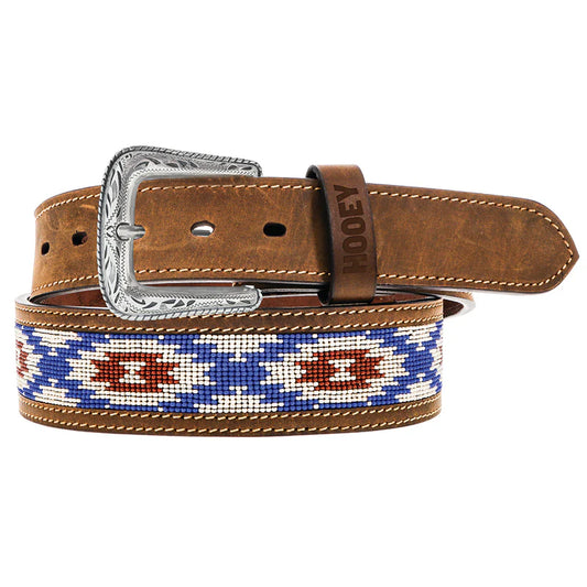 "Ware" Natural/Tan w/ Red/Blue & White Beaded Belt