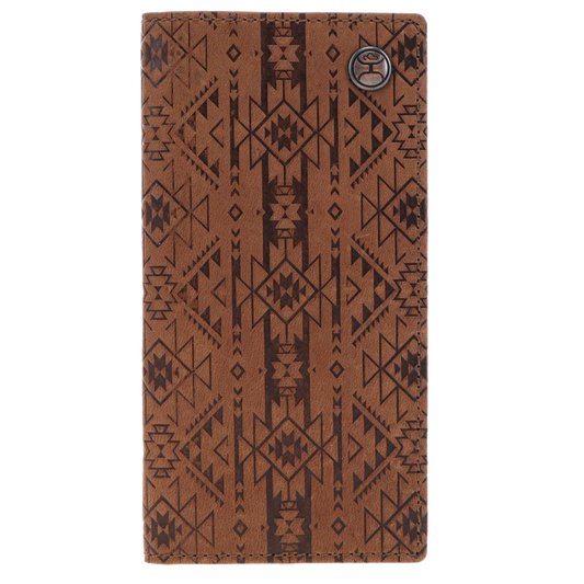 HOOEY "Monterey" Rodeo Wallet Brown w/ Aztec Embossed Print