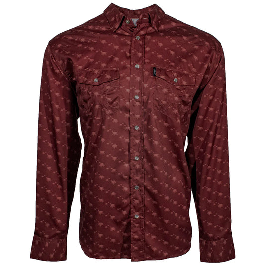 HOOEY| "SOL" RED AGAVE PATTERN LONG SLEEVE PEARL SNAP SHIRT