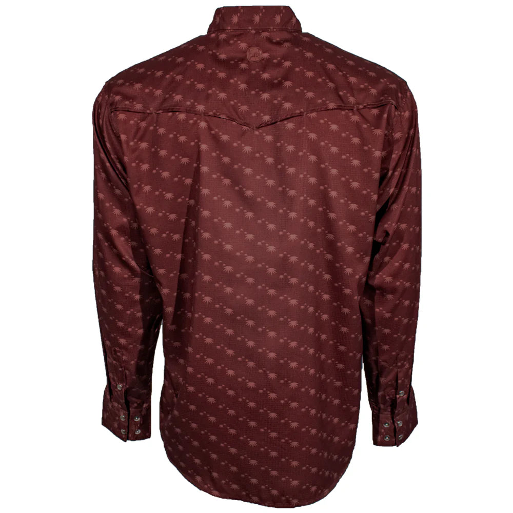 HOOEY| "SOL" RED AGAVE PATTERN LONG SLEEVE PEARL SNAP SHIRT