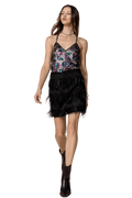Miss Me | Black Fringe Sequence Skirt