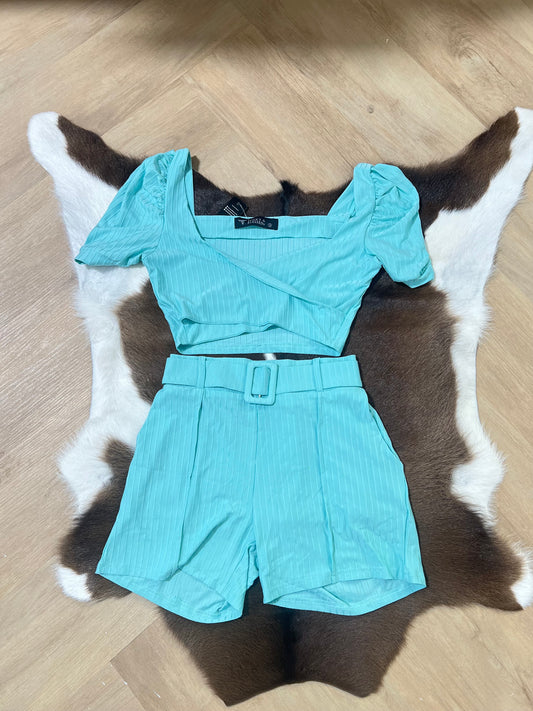 LUCKY AND BLESSED TEAL 2 PIECE SET