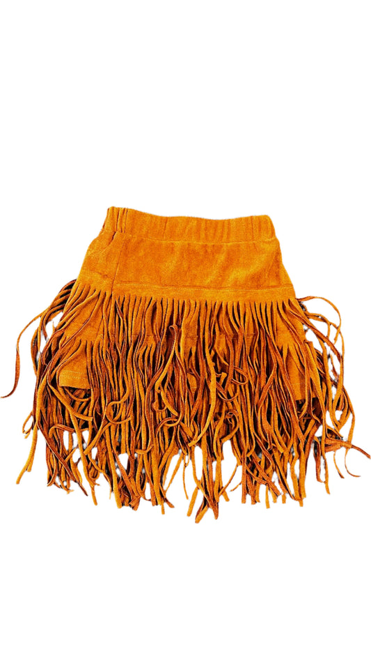 TODDLER BROWN FRINGE SKIRT