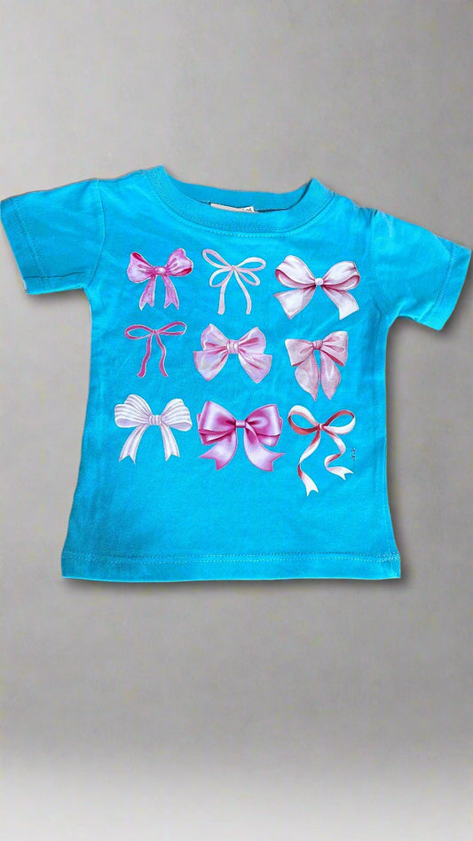 TEAL PINK BOW SHIRT