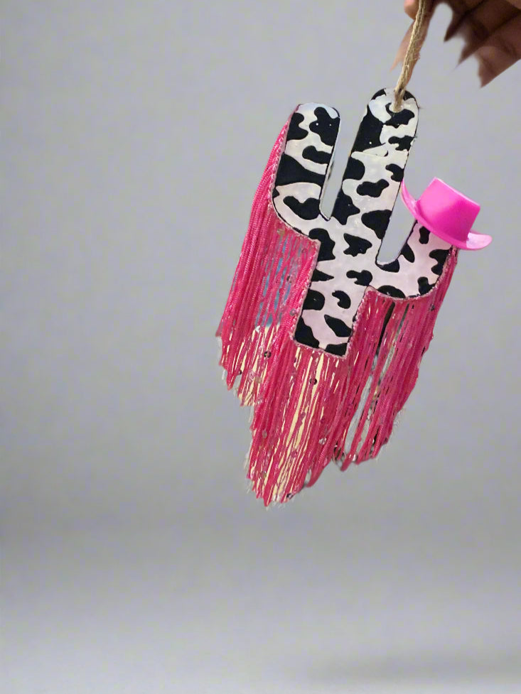 Black Pink Fringe Cactus Freshener