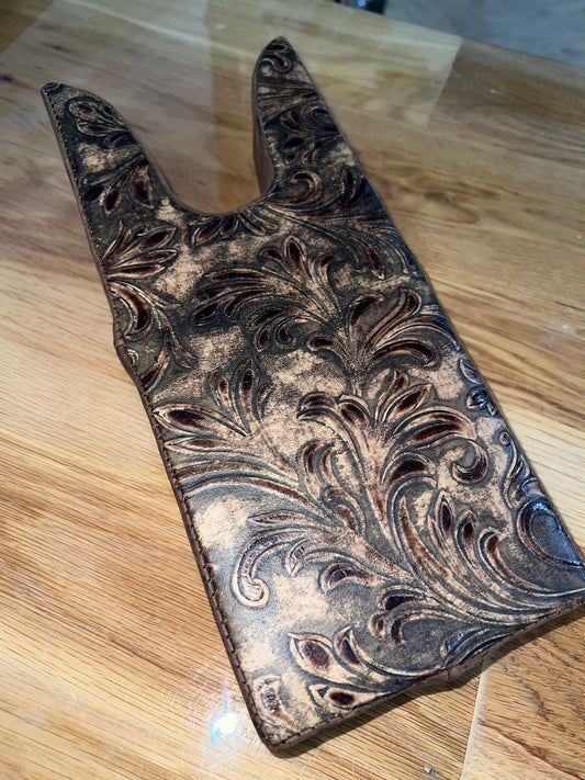LEATHER HANDMADE BOOT JACK FLORAL RUSTIC