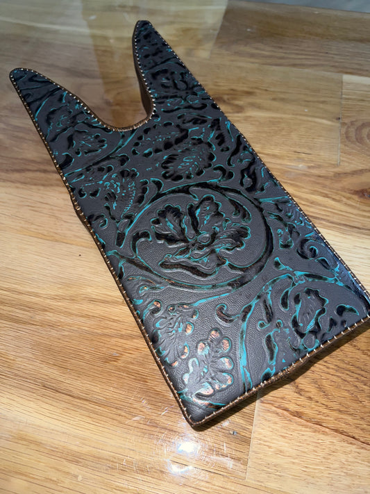 LEATHER HANDMADE BOOT JACK TEAL & BLK