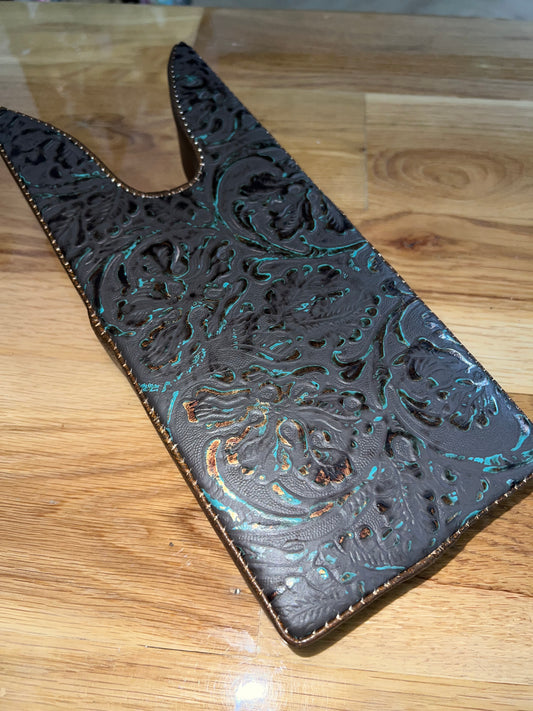 LEATHER HANDMADE BOOT JACK GOLD & TEAL