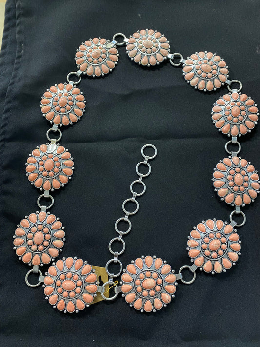 PINK STONE CONCHO BELT