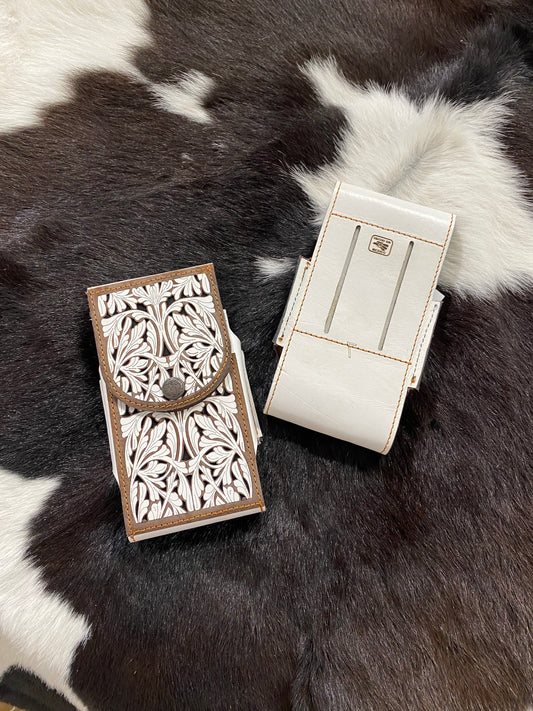 CHARRO BROWN & WHITE PHONE HOLDER CASE