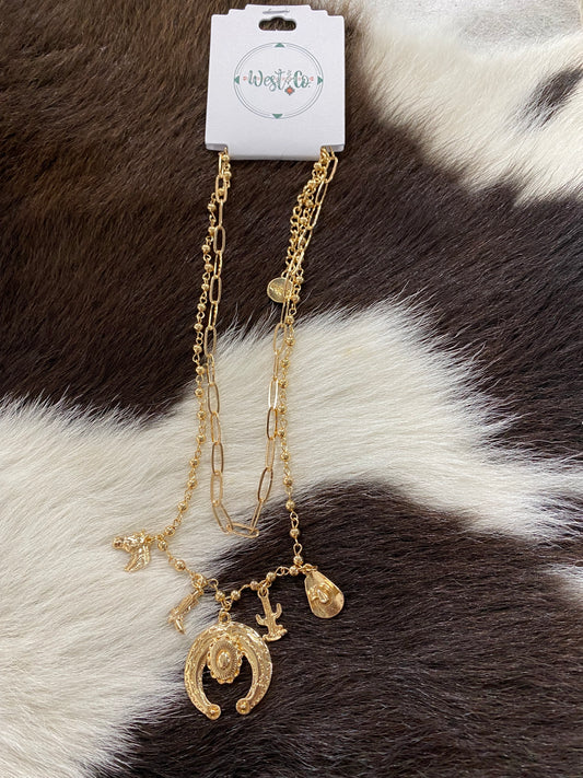 WEST & CO GOLD LAYERED CHARM NECKLACE