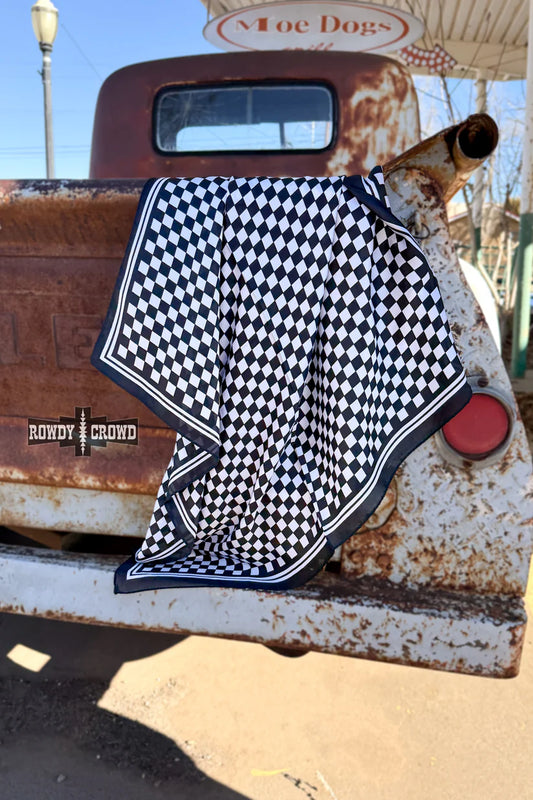 ROWDY CROWD CLOTHING |SMALL Black Checkered Out Wild Rag/ Scarf