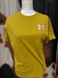 LUCKY & FRIENDS| CUSTOM YELLOW TSHIRT LICKING COW & BOW