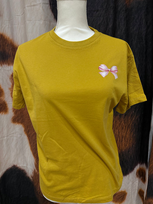 LUCKY & FRIENDS| CUSTOM YELLOW TSHIRT LICKING COW & BOW