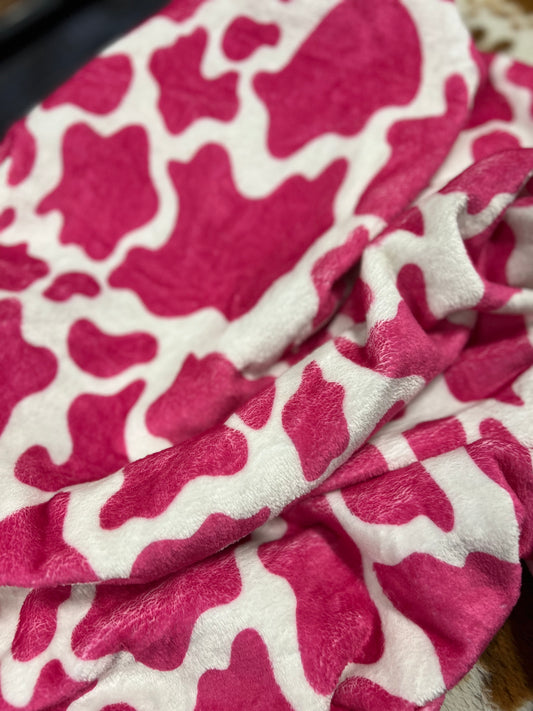 DEAR LOVER| PINK COW PRINT SMALL BLANKET