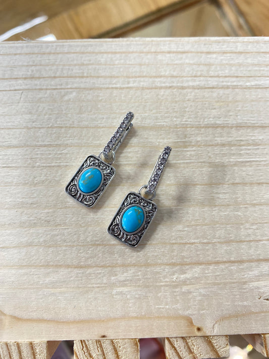 Wrangler Turquoise Rounded Earrings