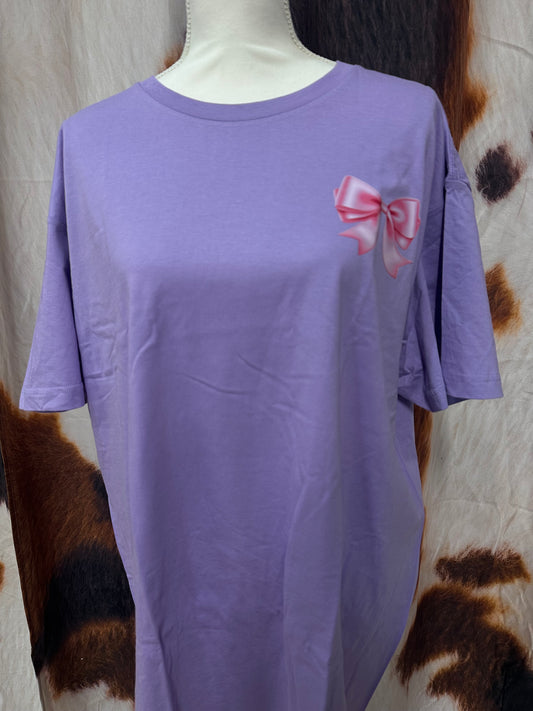 LUCKY FRIENDS| LILAC CUSTOM T-SHIRT SMILIE FACE'S & BOW'S