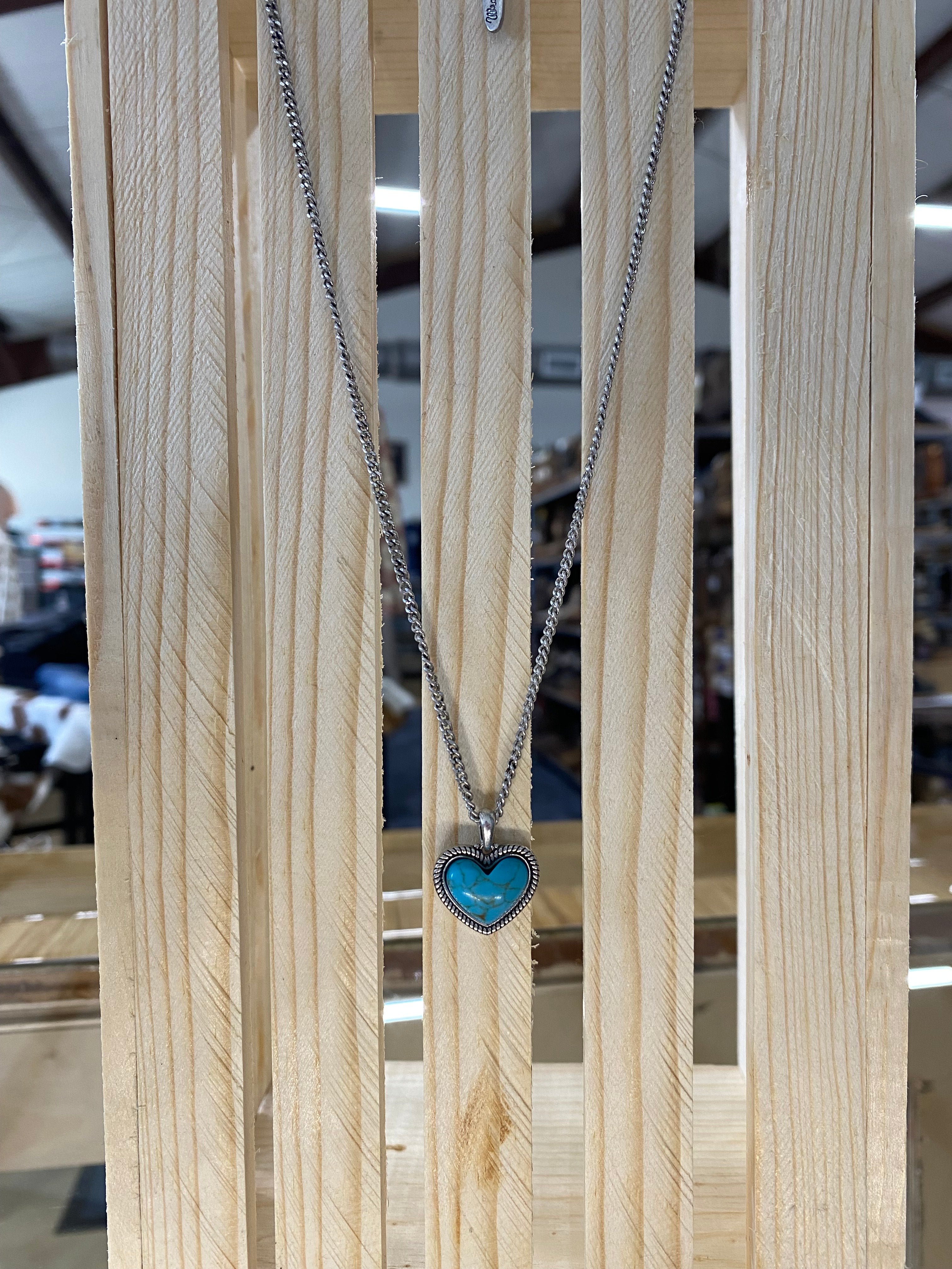 Wrangler Silver Turquoise Heart Necklace