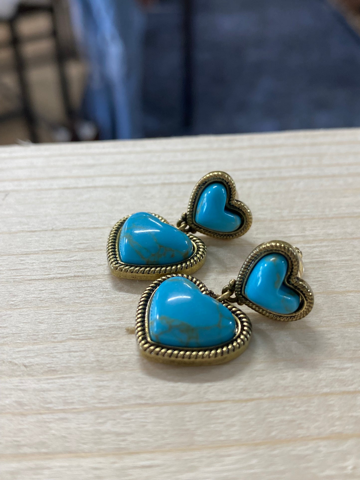 Wrangler Turquoise Heart Shape Earrings