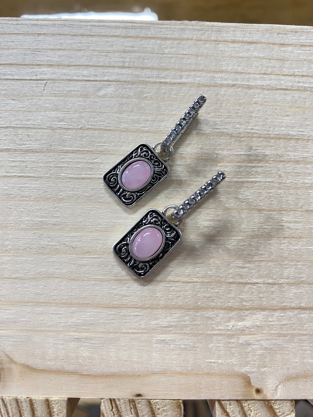 Wrangler Pink Silver Oval Earrings