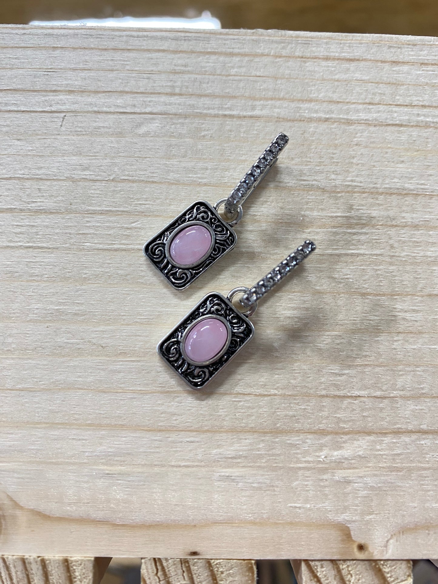 Wrangler Pink Silver Oval Earrings