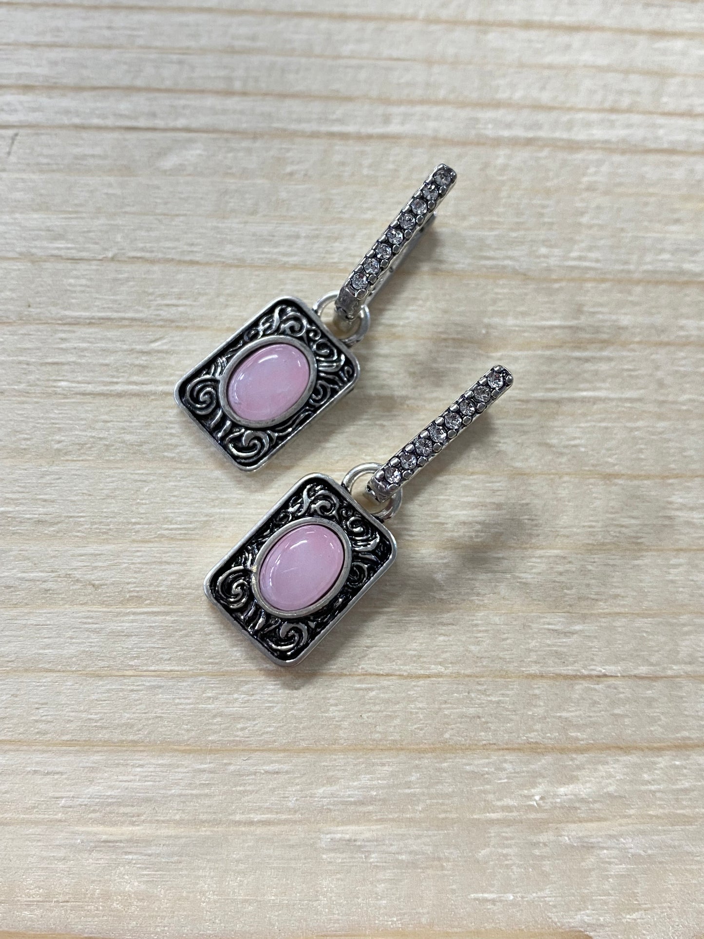 Wrangler Pink Silver Oval Earrings