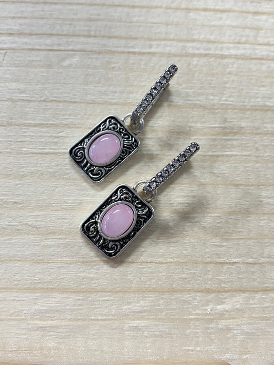 Wrangler Pink Silver Oval Earrings