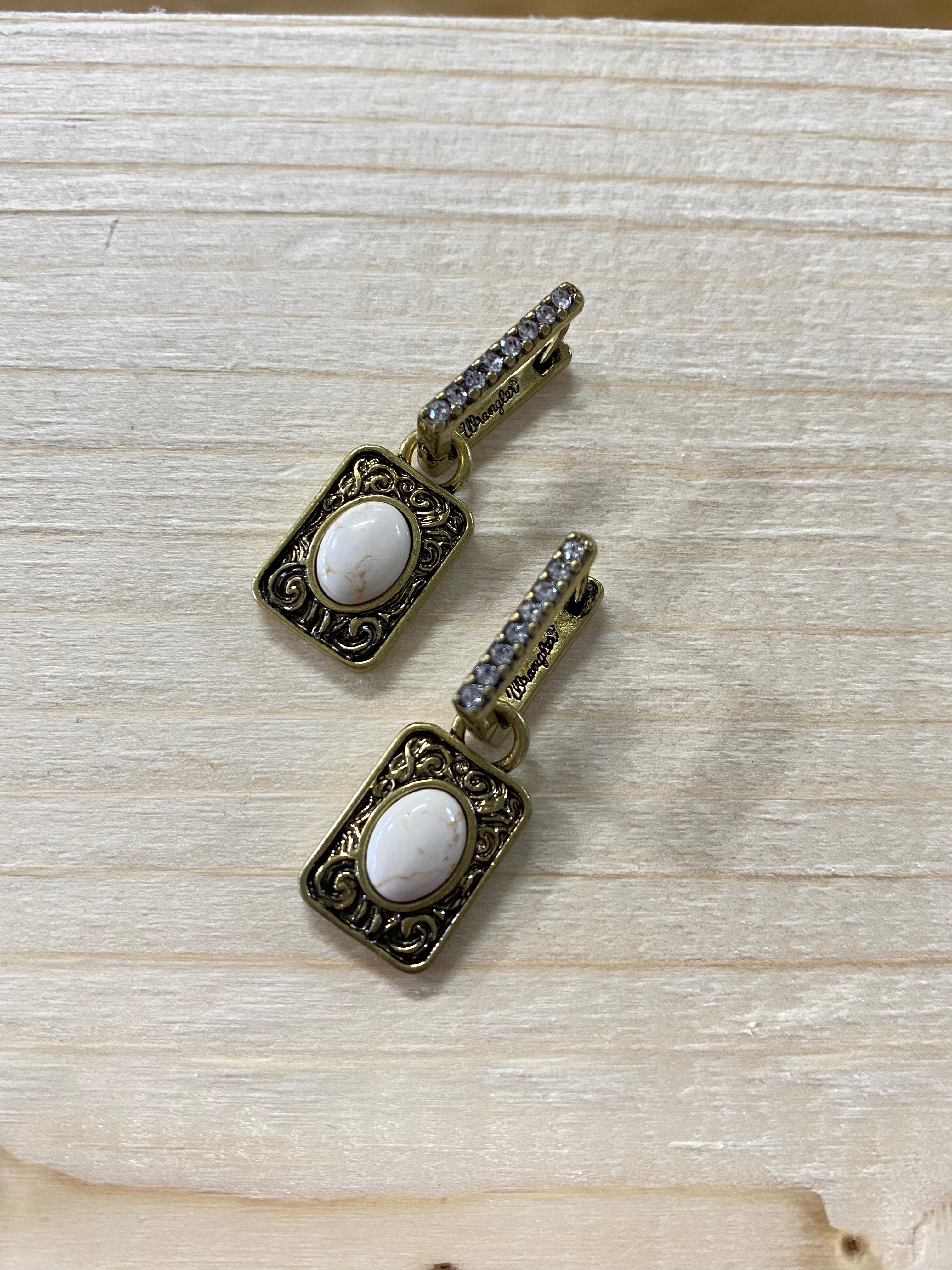 Wrangler White Gold Oval Earrings