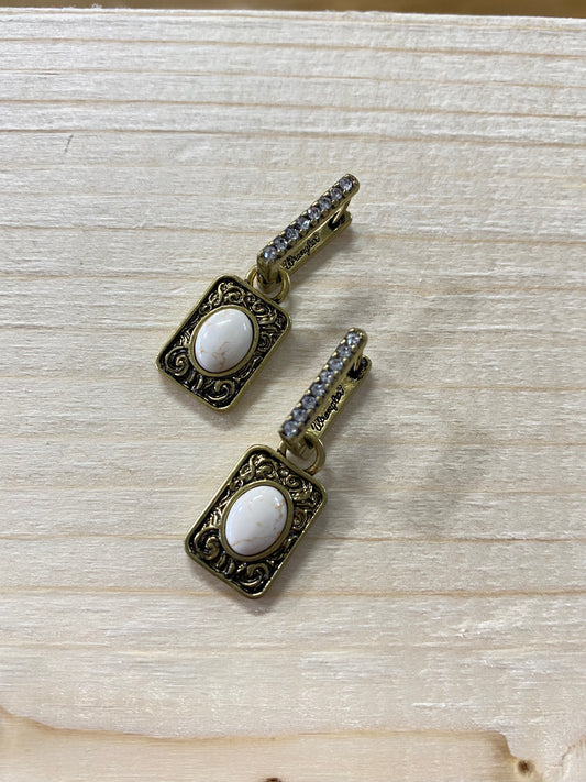 Wrangler White Gold Oval Earrings