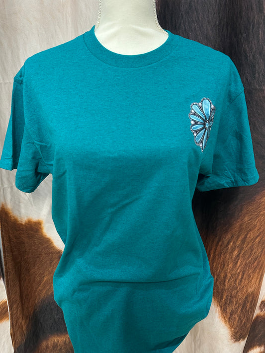 GILDAN| TEAL CUSTOM T-SHIRT WHISKEY SIPPIN & COWBOY KISSIN