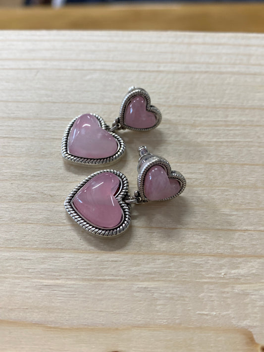 Wrangler Silver Pink Heart Shape Earring