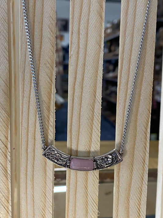 Wrangler Pink Flower Silver Necklace