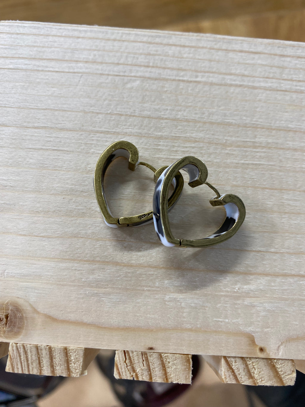 Wrangler Cowprint Heart Earrings