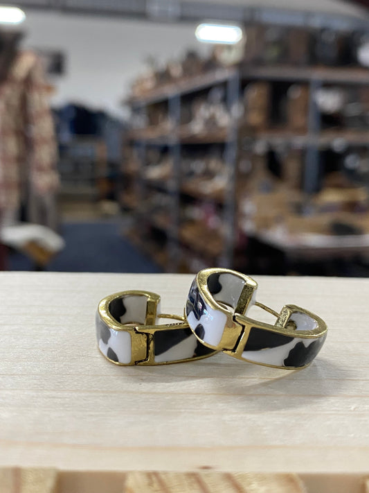 Wrangler Cowprint Heart Earrings