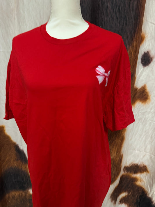 LUCKY FRIENDS | RED CUSTOM T-SHIRT VIRGENCITA & BOW