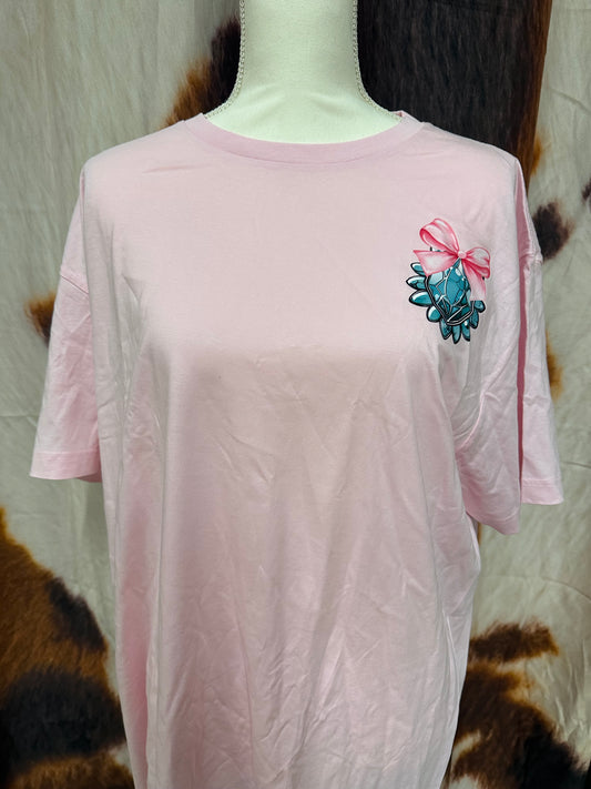 LUCKY FRIENDS| LIGHT PINK CUSTOM T-SHIRT BOUJEE COWGIRL