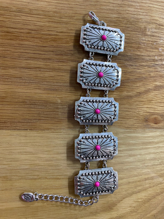 Wrangler Pink/Silver Concho Bracelet