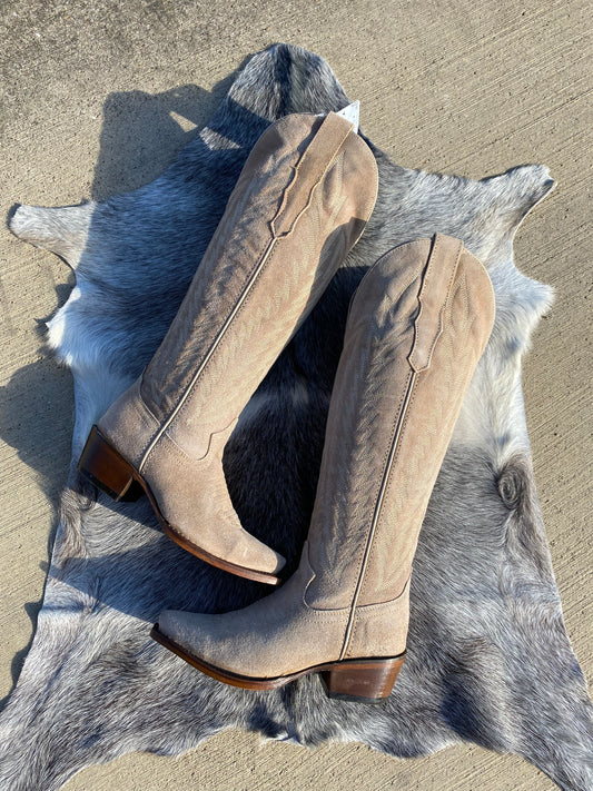 Bronzer | Women’s Beige Suede Knee-High Boots