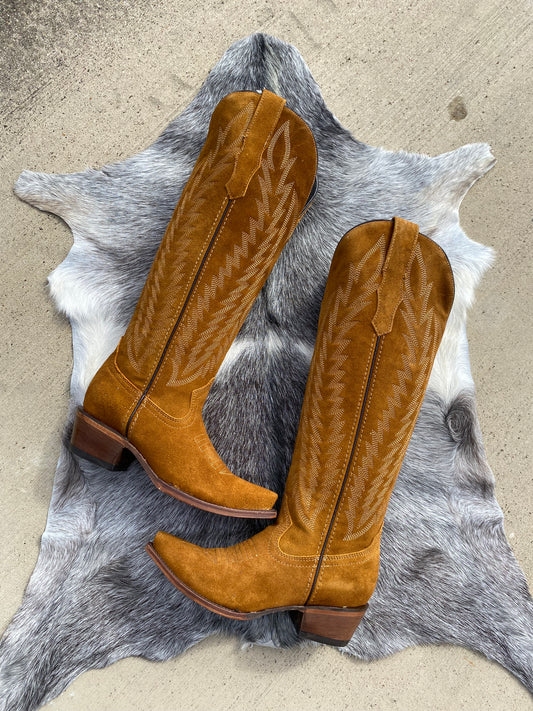 Bronzer | Women’s Camel Suede Knee-High Boots