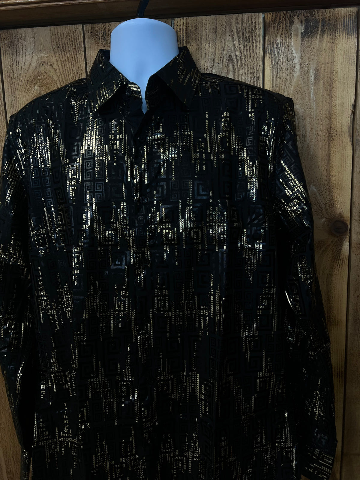 CALVINO PREMIUM QUALITY | BLK & GOLD LONG SLEVE DRESS SHIRT