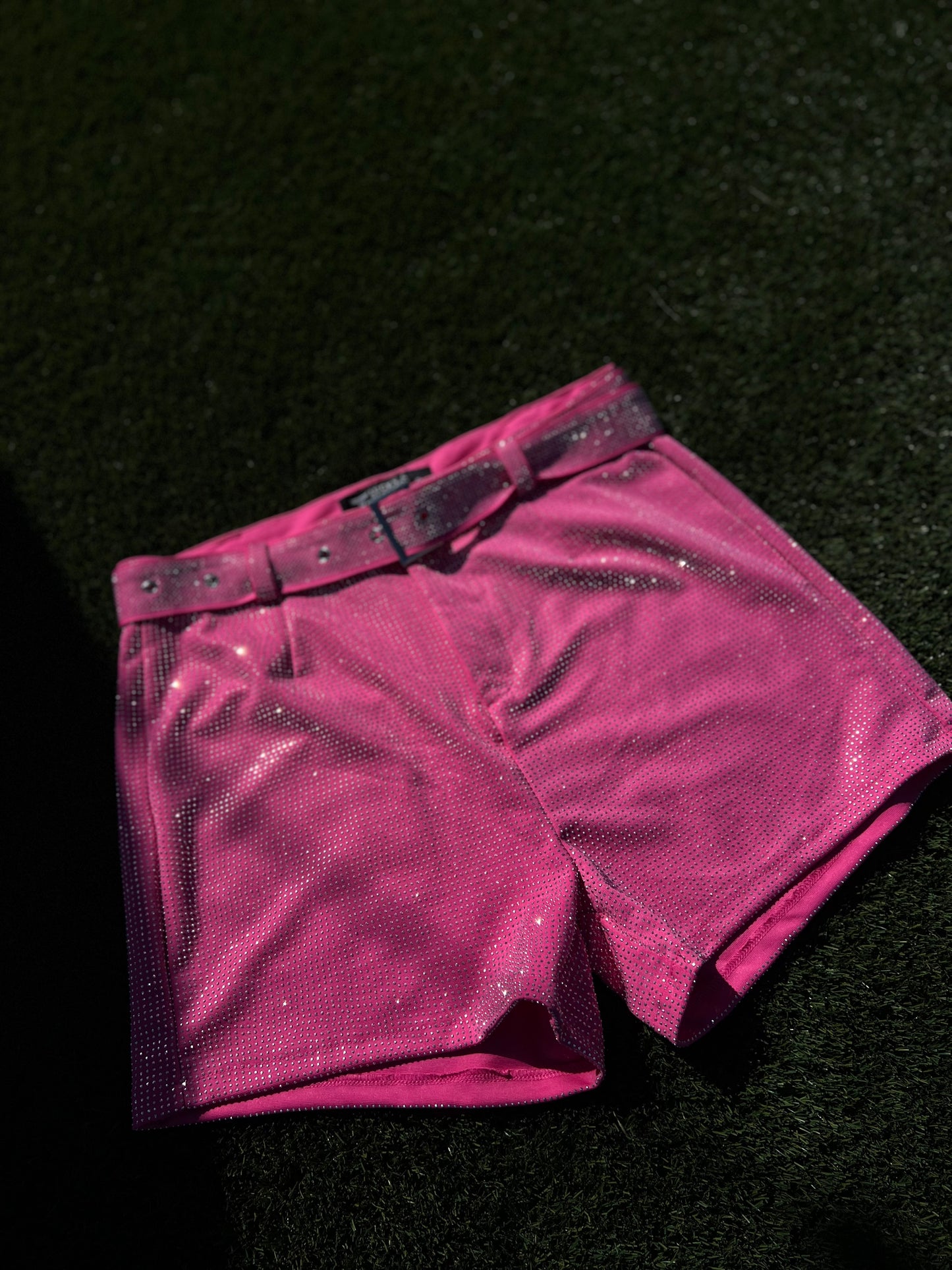 LUCKY & BLESSED | PINK RHINESTONE SHORTS