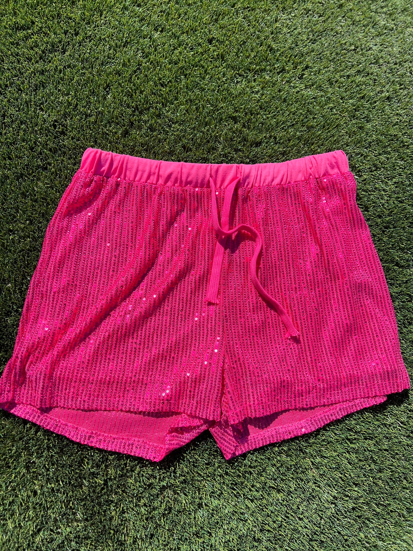 LUCKY & BLESSED | SEQUEN PINK SHORTS