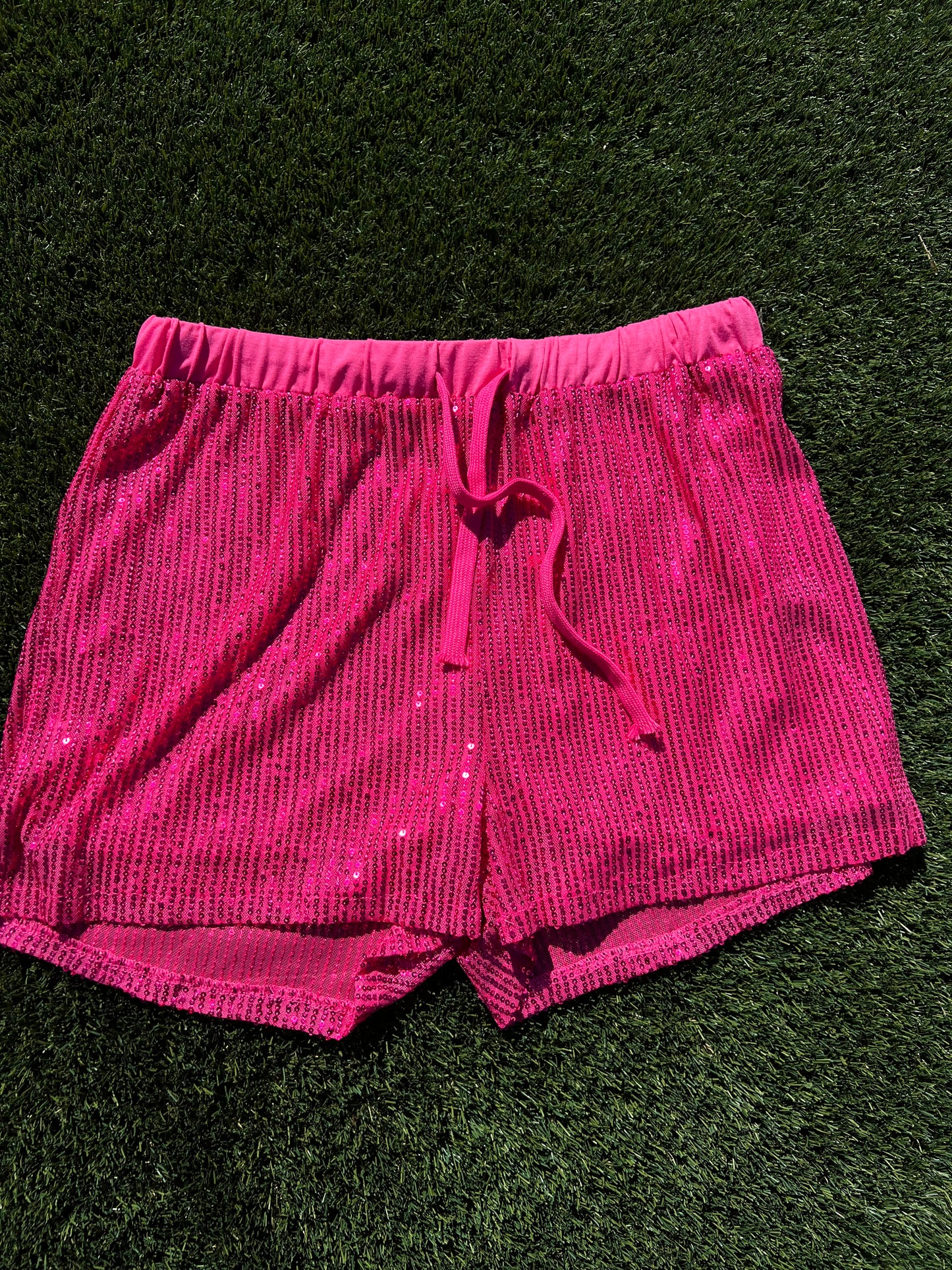 LUCKY & BLESSED | SEQUEN PINK SHORTS