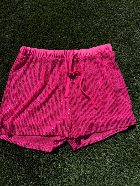 LUCKY & BLESSED | SEQUEN PINK SHORTS