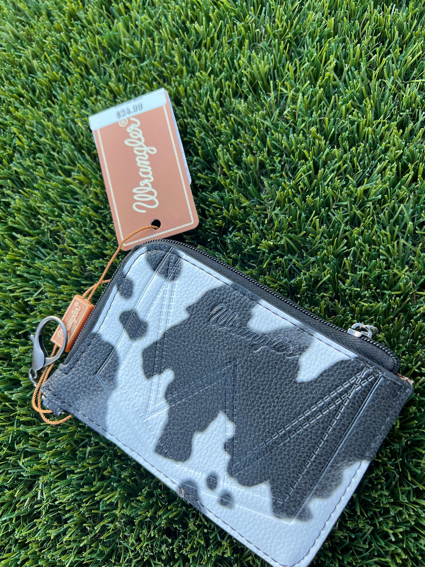 WRANGLER | COW PRINT SMALL WALLET BLK/WHITE