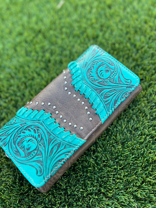 TRINITY RANCH | BROWN/TOURQUOISE WALLET