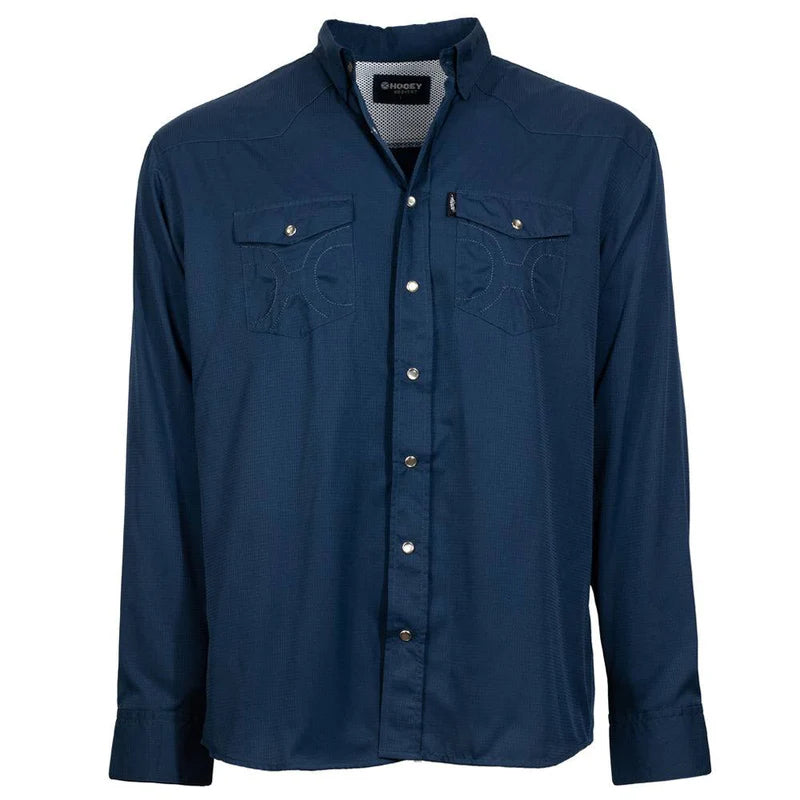 Hooey  "Sol" Navy Long Sleeve Pearl Snap Shirt SKU: HT1627NV-S